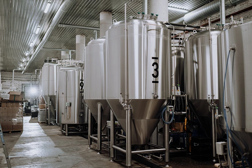 multiple vats in a brewery