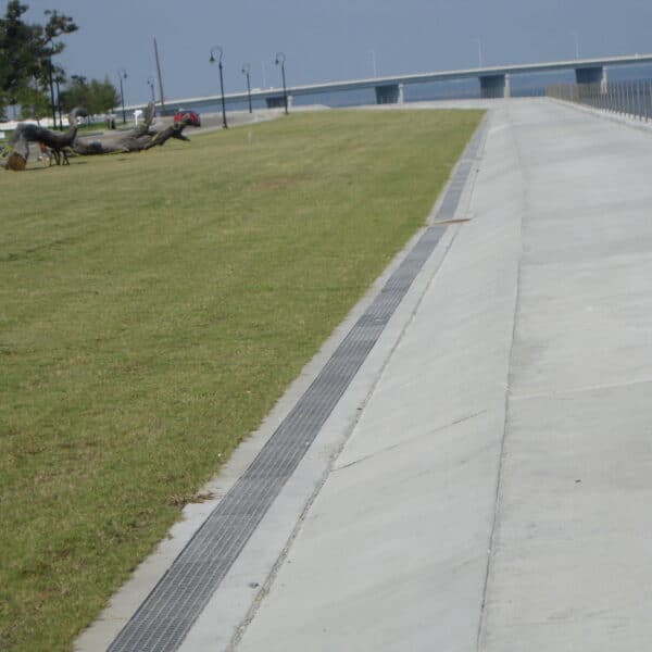 trench drain system near the ocean