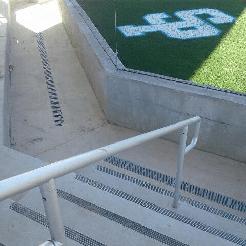 Bleacher trench drains at softball stadium