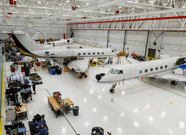 gulfstream hangar featuring a duratrench utility trench system