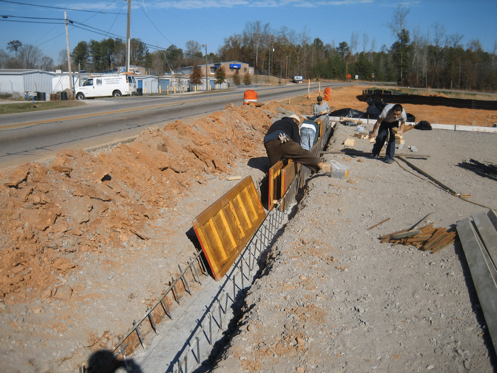 cast in place trench drain with poured footer