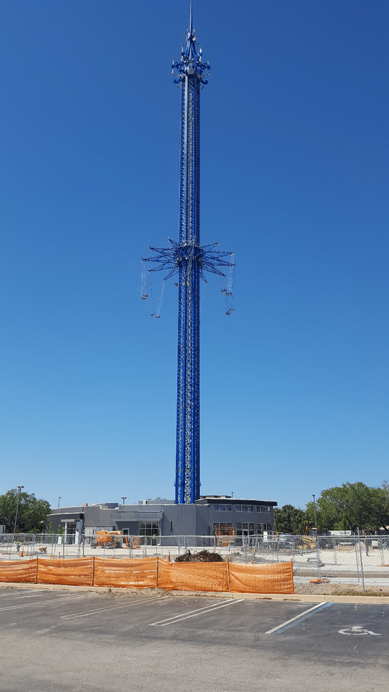 When you get way back from the ride you can see how large it really is. The radius trench drain is around the base of the ride.