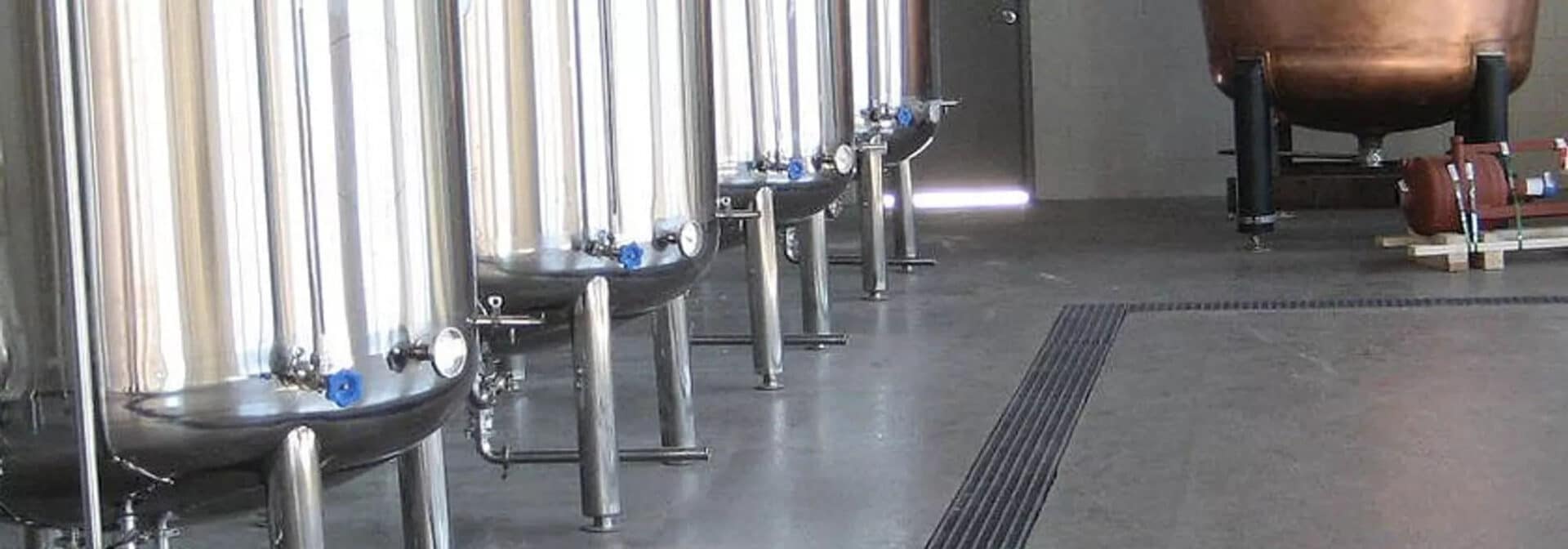 trench drain system in a brewery or distillery