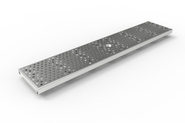 Stamped perforated metal trech drain grate