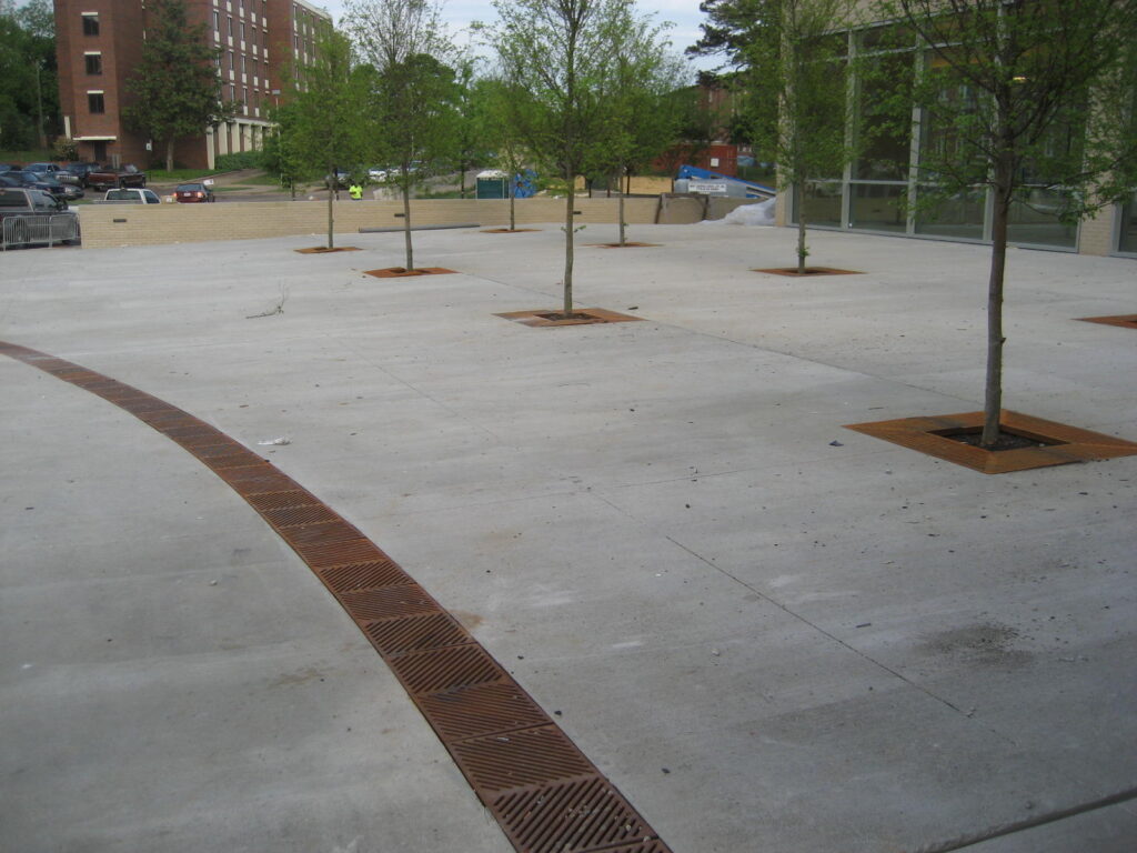 University patio commercial trench drain system