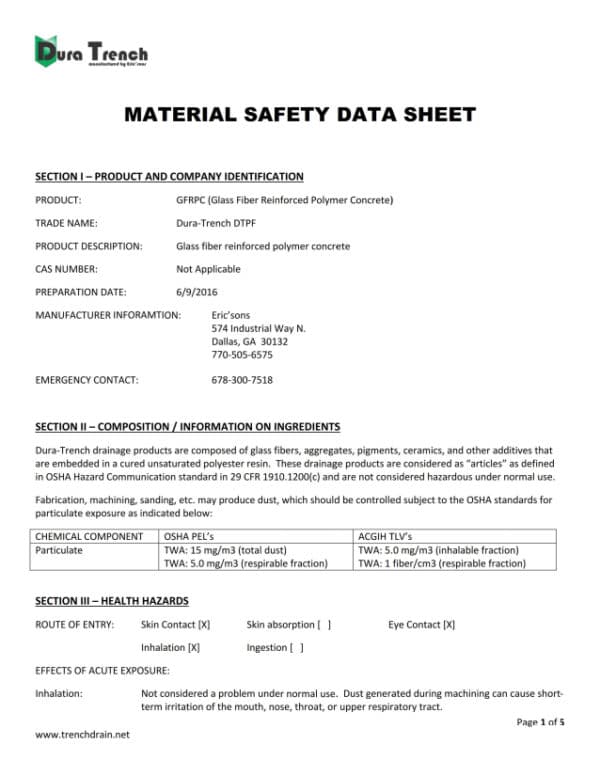 safety data sheets