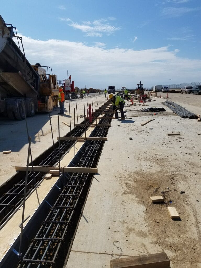 Trench drain system at DFW Airport Hardstand
