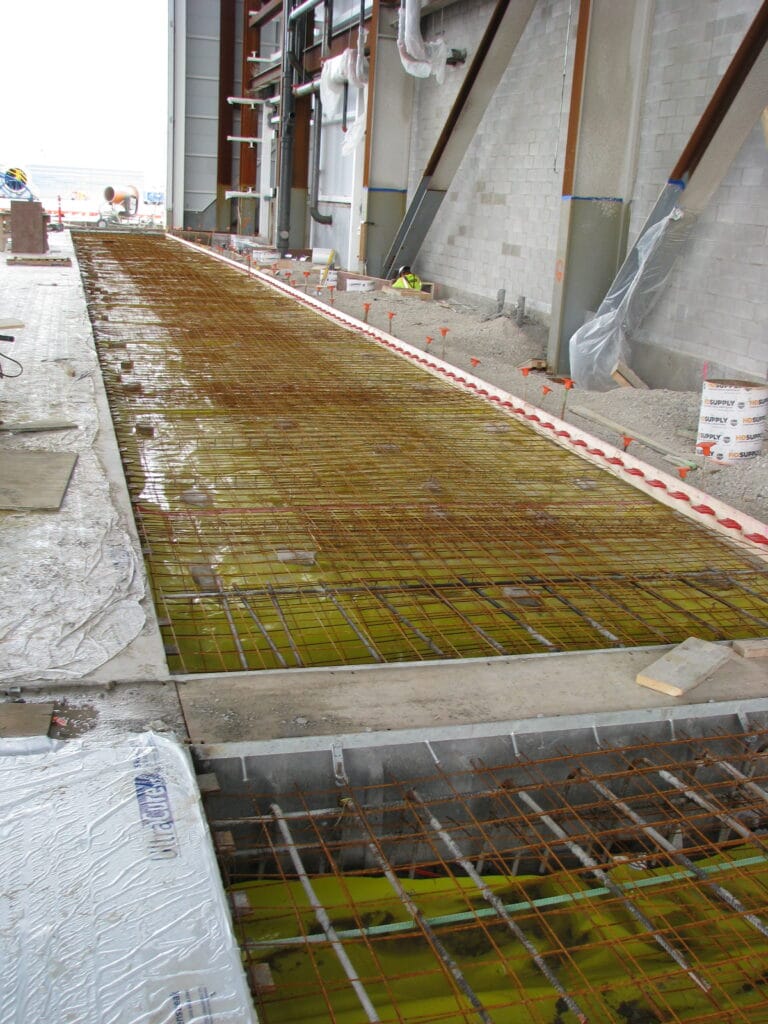 Trench drains and utility trenches at American Airlines Maintenance Hangar