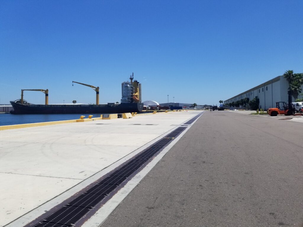 Port of Manatee Berth 9 trench drain system