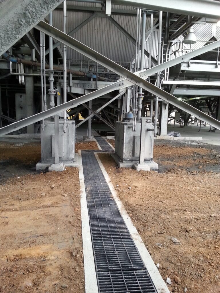 Industrial trench drain system at power plant