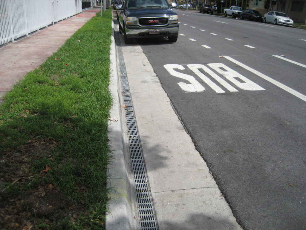 Bus stop trench drains