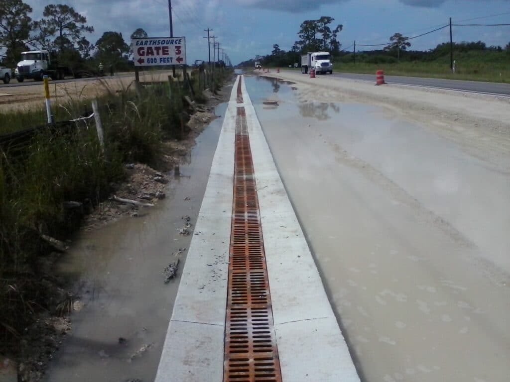 Ponding solved in turn lane with trench drain