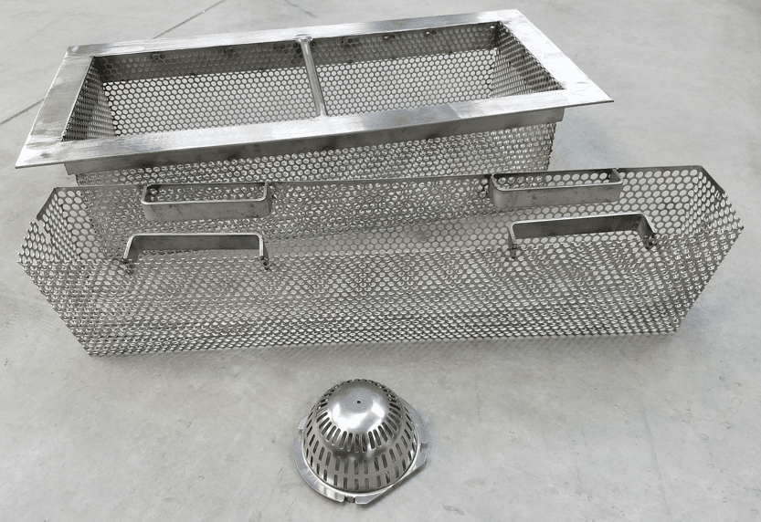Channel drain strainers, baskets, and screens