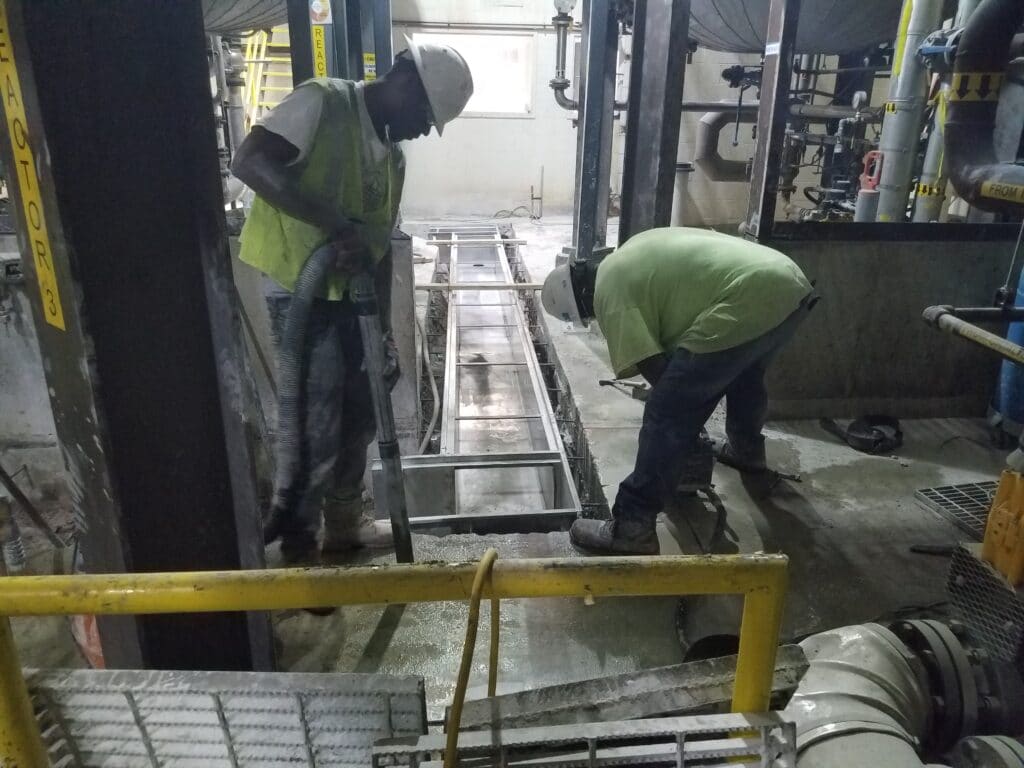 Stainless steel trench drain installation