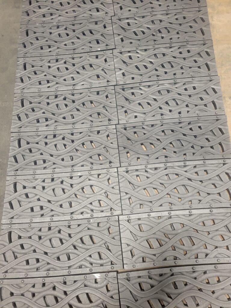 Custom Dura Trench true radius cast iron trench drain grates.